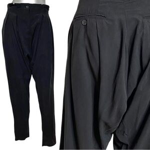 AllSaints Spitalfields Black Silk Dropped Waist Jodhpur Trousers Pants UK8 US 4
